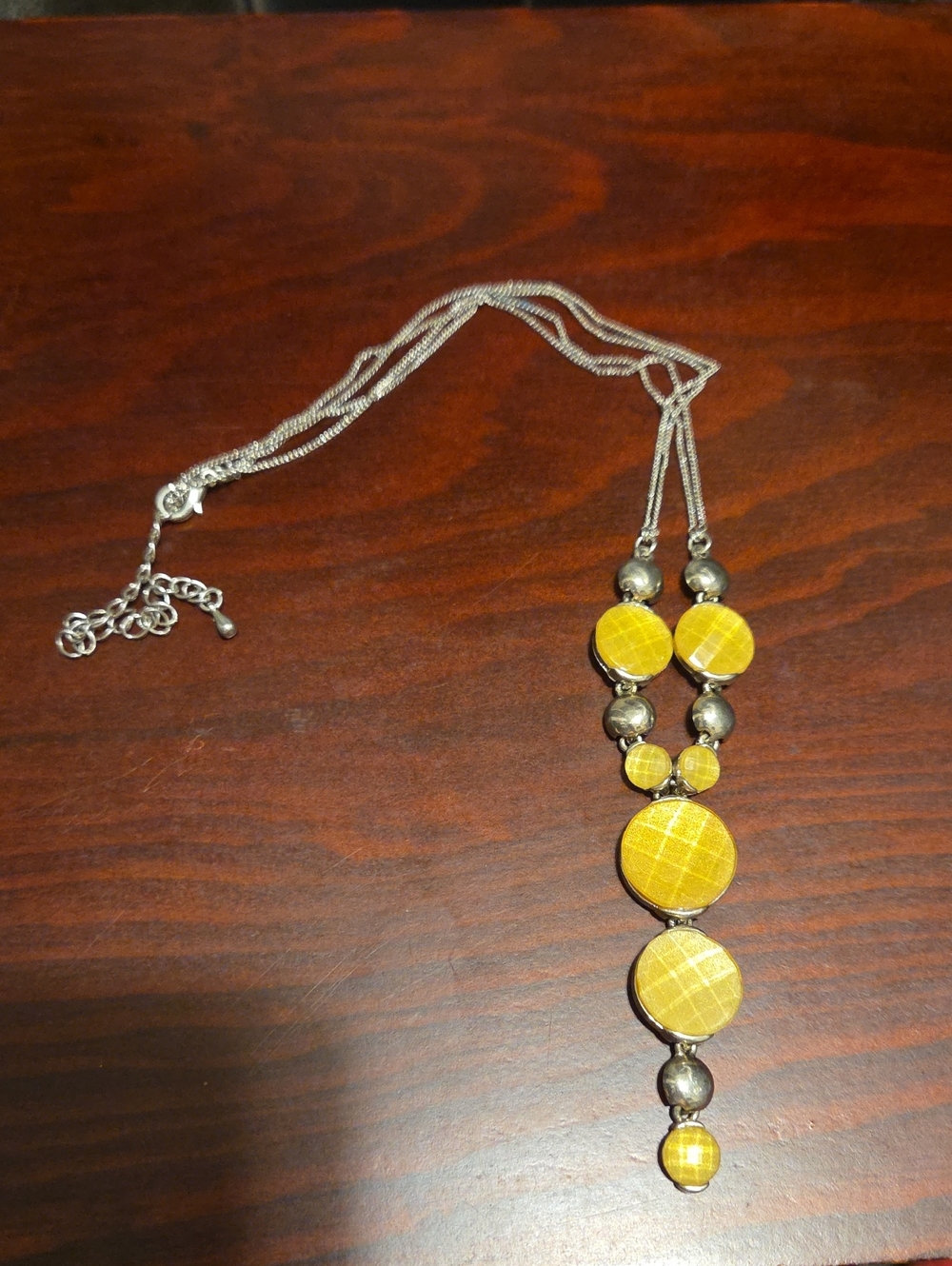 Yellow Multi-Disk Pendant Necklace With Matching Earrings